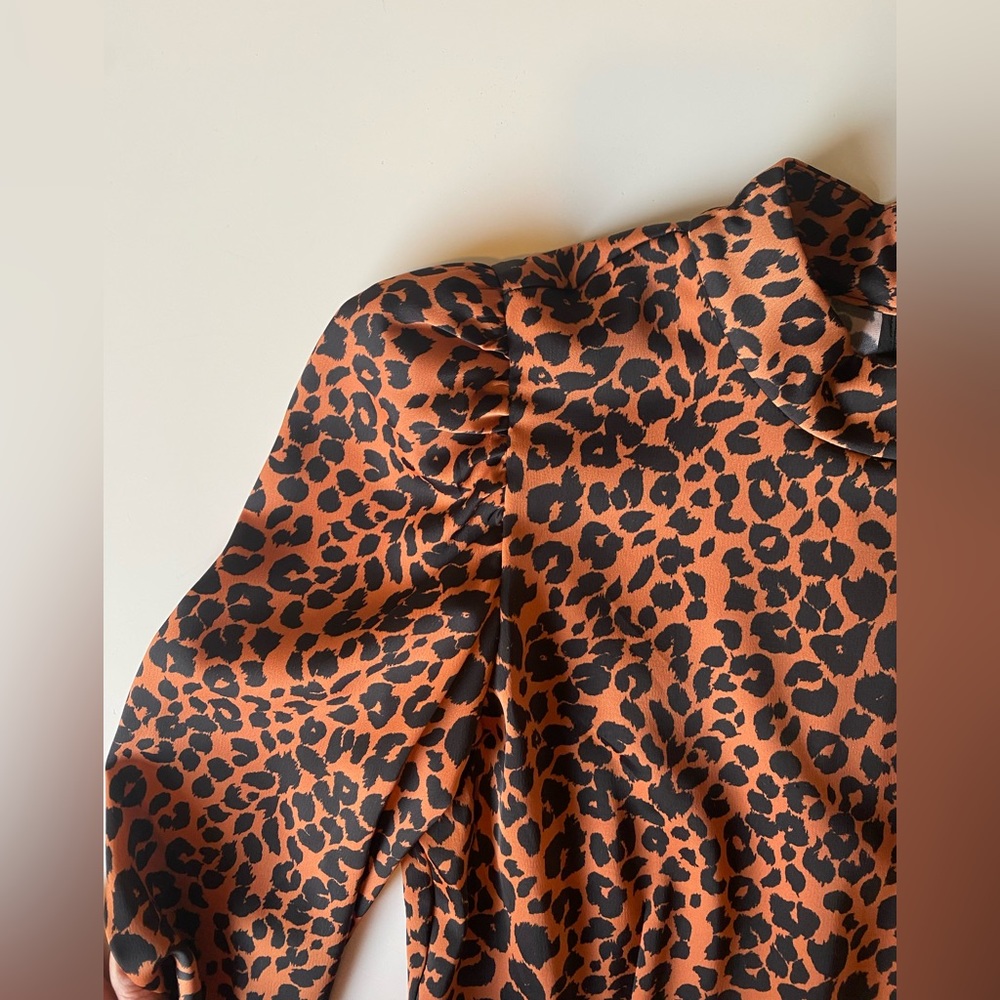 🐆NWT Giana Bini Sawyer Leopard Print Mock Neck Puff Sleeve Mini Dress🐆